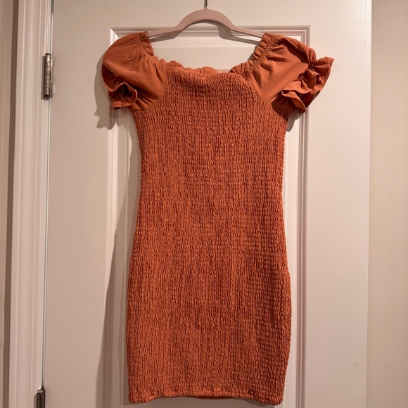 Love Tree Rust Ruffle Mini Dress - Picture 3 of 3